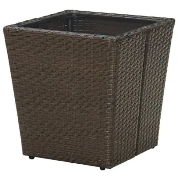 Masa de ceai, maro, 41,5x41,5x44 cm poliratan/sticla securizata imagine