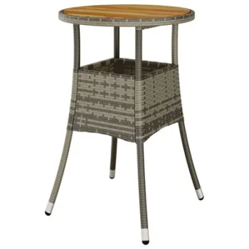 Masa de gradina, gri, O60x75cm, lemn de acacia/poliratan imagine