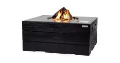 Masa de gradina Happy Cocooning din tec negru si cu arzator din otel inoxidabil,dreptunghiular imagine