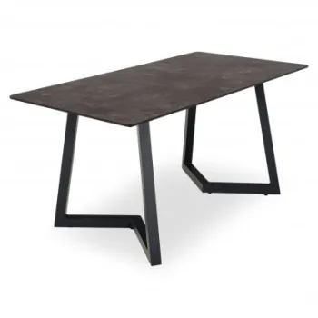 Masa dining pentru gradina, dreptunghiulara, COMANO, 150x80 cm, gri, blat HPL, structura aluminiu imagine