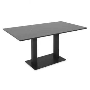 Masa dining pentru gradina, dreptunghiulara, ELIO, 140x80 cm, negru cu gri, blat piatra sinterizata, structura aluminiu si otel imagine