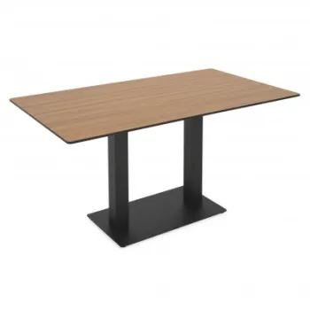 Masa dining pentru gradina, dreptunghiulara, ELIO, 140x80 cm, negru cu natur, blat HPL, structura aluminiu si otel imagine