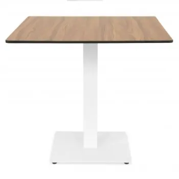Masa dining pentru gradina, patrata, ELIO, 80x80 cm, alb cu natur, blat HPL, structura aluminiu si otel imagine