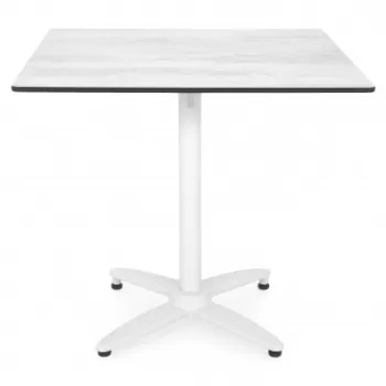Masa dining pentru gradina, pliabila, CLEO, 80x80 cm, alb cu mix gri, blat HPL, structura aluminiu imagine