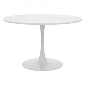 Masa dining pentru gradina rotunda PLEZURO diametru 120 cm alb din otel imagine