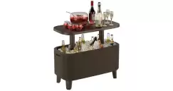 Masa exterior cu lada frigorifica (frapiera) Keter Bevy Bar XL, maro imagine