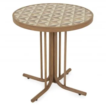Masuta cafea pentru gradina, rotunda, ARMEN, diametru 70 cm, natur, blat ceramic, structura aluminiu imagine