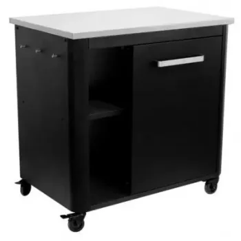 Modul bucatarie de exterior cu o usa si un raft lateral, cu blat de lucru din inox Cozze negru 90x60x90 cm 90527 imagine