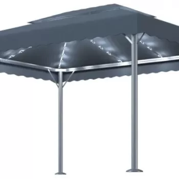 Pavilion cu perdele si lumini led,antracit,400x300cm aluminiu imagine