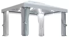 Pavilion cu perdele & siruri lumini LED, alb crem, 4x3 m imagine