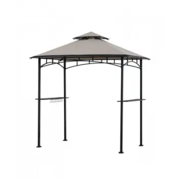 Pavilion gazebo din otel pentru gratar cu copertina Sunjoy Linas 244cm x 152cm negru/gri deschis A103002202 imagine