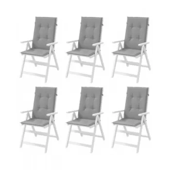 Perne scaun cu spatar inalt, 6 buc., gri, 120x50x3 cm, textil imagine