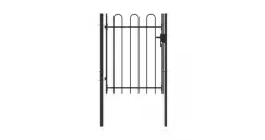 Poarta de gard cu o usa, varf arcuit, negru, 1 x 1,2 m, otel  imagine