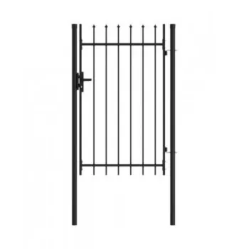 Poarta de gard cu o usa, varf ascutit, negru, 1 x 1,5 m, otel  imagine