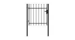Poarta de gard cu o usa, varf ascutit, negru, 1 x 1 m, otel  imagine