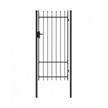 Poarta de gard cu o usa, varf ascutit, negru, 1 x 2 m, otel  imagine