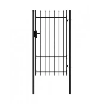 Poarta de gard cu o usa, varf ascutit, negru, 1x1,75 m, otel  imagine