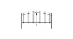 Poarta de gard cu usa dubla varf ascutit negru 3x1,25 m otel  imagine