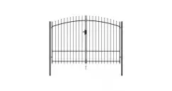 Poarta de gard cu usa dubla, varf ascutit, negru 3x1,75 m otel  imagine