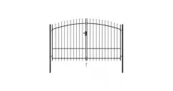 Poarta de gard cu usa dubla, varf ascutit, negru, 3x2 m, otel  imagine