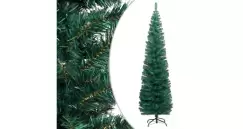 Pom de Craciun artificial subtire cu suport verde 210 cm PVC imagine