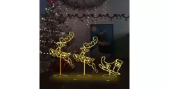 Ren si sanie de Craciun, alb cald, 260x21x87 cm, acrilic imagine