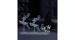 Ren si sanie de Craciun, alb rece, 260x21x87cm, acrilic imagine