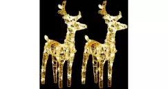 Reni de Craciun, 2 buc., alb cald, 80 LED-uri, acril imagine