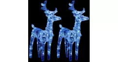 Reni de Craciun, 2 buc., albastru, 80 LED-uri, acril imagine