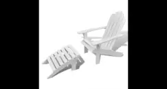 Scaun din lemn cu taburet, Alb imagine