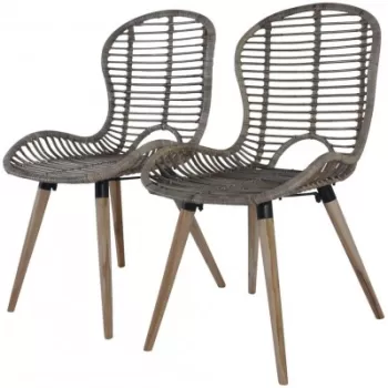 Scaune de exterior 2 buc, ratan natural, 48 x 64 x 85 cm, maro imagine