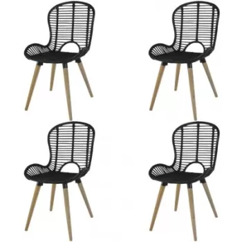 Scaune de exterior 4 buc, ratan natural, 48 x 64 x 85 cm, negru imagine