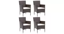 Scaune de masa pentru gradina, 4 buc., maro, poliratan imagine