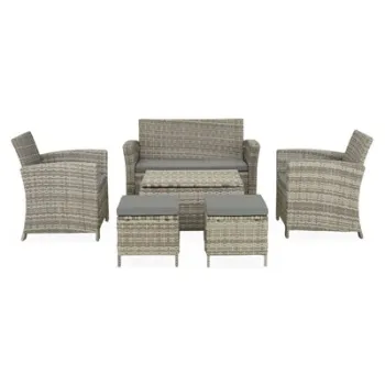 Set 2 fotolii,canapea 2 locuri, 2 tabureti si masuta MEGARA mix gri cu gri  imagine