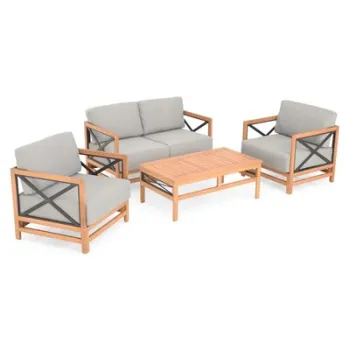 Set 2 fotolii, canapea 2 locuri si masuta PURE natur cu gri imagine