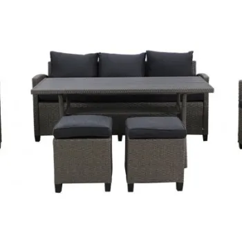 Set 2 fotolii, canapea,masa si 2 tabureti BAXTER  gri cu negru imagine