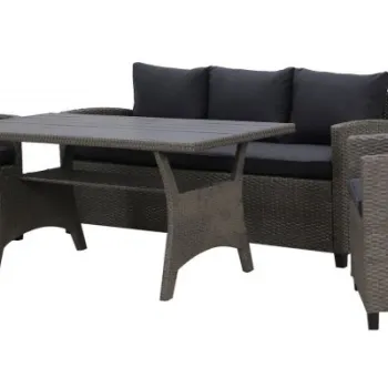 Set 2 fotolii, canapea si masa BAXTER  gri cu negru imagine