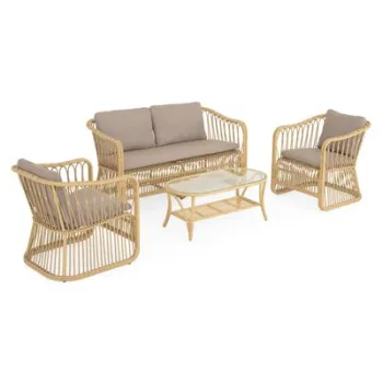 Set 2 fotolii,canapea si masuta SURABAYA lungime 77 latime 67.5 inaltime 79 natur cu gri imagine