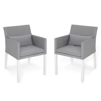 Set 2 fotolii dining LISBON lungime 54 latime 62 inaltime 83 alb cu negru negru  imagine