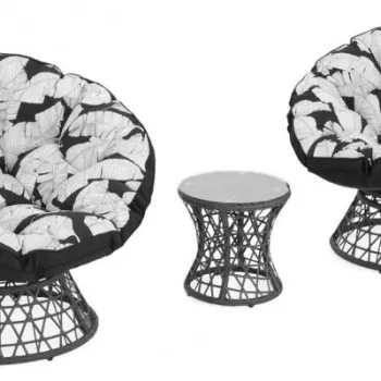 Set 2 fotolii rotative si masuta CORAL negru mix negru alb imagine