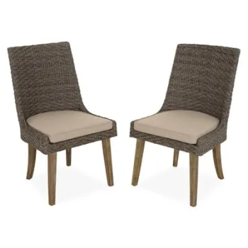 Set 2 scaune dining YANET lungime 58 latime 61 inaltime 91 maro cu bej imagine