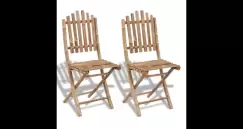 Set 2 scaune pliabile din lemn de bambbus imagine