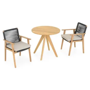 Set 2 scaune si masuta PANAY BERGEN lungime 80 latime 80 inaltime 78 natur cu gri imagine