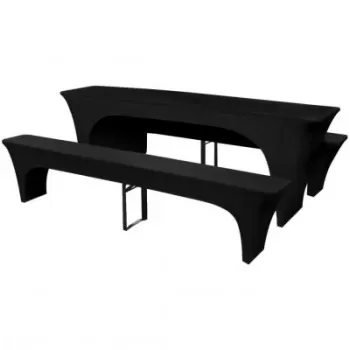 Set 3 huse pentru masa de bere cu banci, 220 x 50 x 80 cm, negru imagine