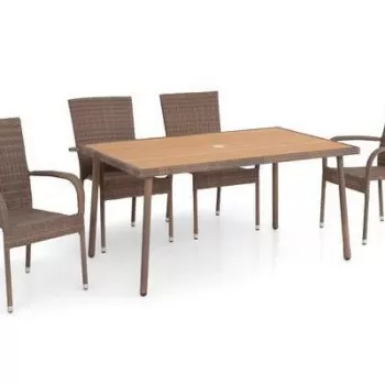 Set 4 scaune si masa AMAYA maro/natur imagine