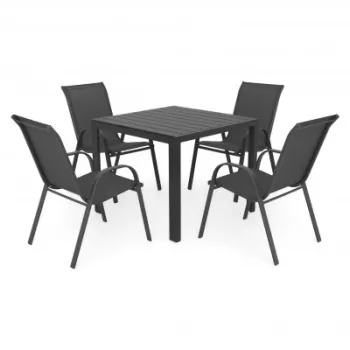 Set 4 scaune si masa ENCORE BASIC  antracit cu negru imagine