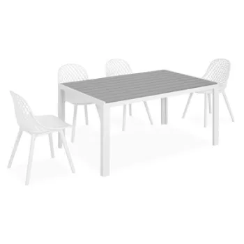 Set 4 scaune si masa ENCORE COSMOS alb cu gri  imagine