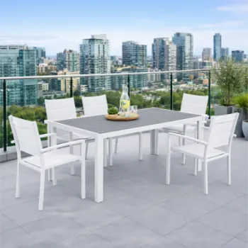 Set 4 scaune si masa ENCORE DRESDEN  alb cu gri imagine