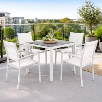 Set 4 scaune si masa ENCORE DRESDEN  alb cu gri imagine