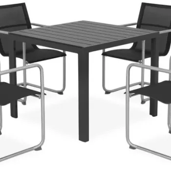 Set 4 scaune si masa ENCORE ESSEN  negru cu gri imagine